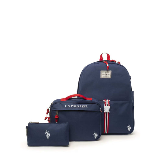 U.S. Polo Assn. 16" Unisex Backpack, Lunch Box, & Pencil Case 3-Piece Set in Navy