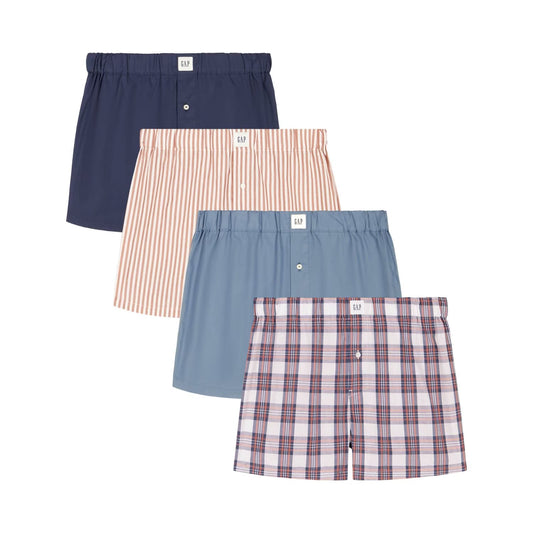 GapBody Men's 4-Pack Woven Boxer (Red Pack)