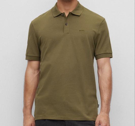 Hugo Boss Pallas Regular-Fit Polo Shirt in Cotton Khaki