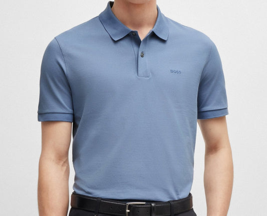 Hugo Boss Pallas Regular-Fit Polo Shirt in Cotton Light Blue