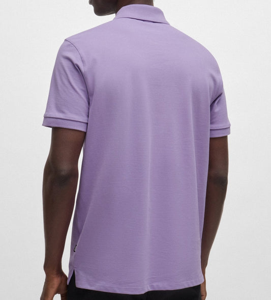 Hugo Boss Pallas Cotton Polo Shirt with Embroidered Logo in Light Purple