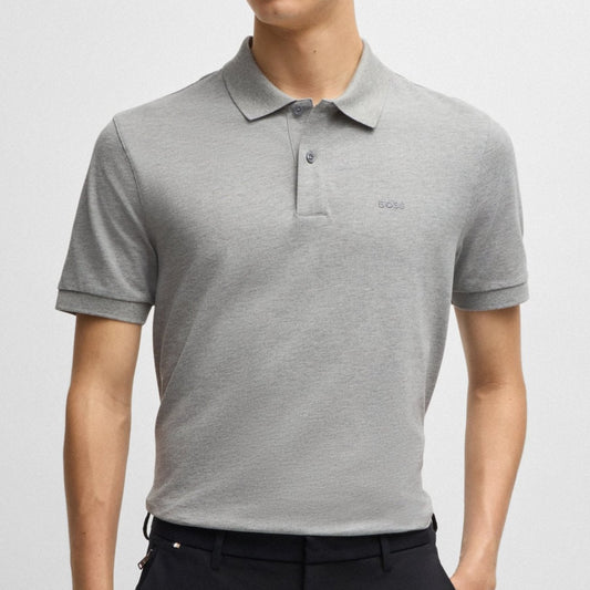 Hugo Boss Pallas Regular-Fit Polo Shirt in Cotton Grey