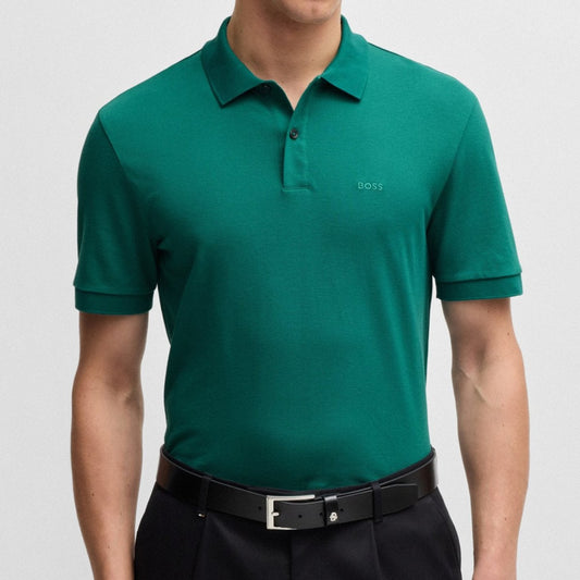 Hugo Boss Pallas Regular-Fit Polo Shirt in Cotton Dark Green