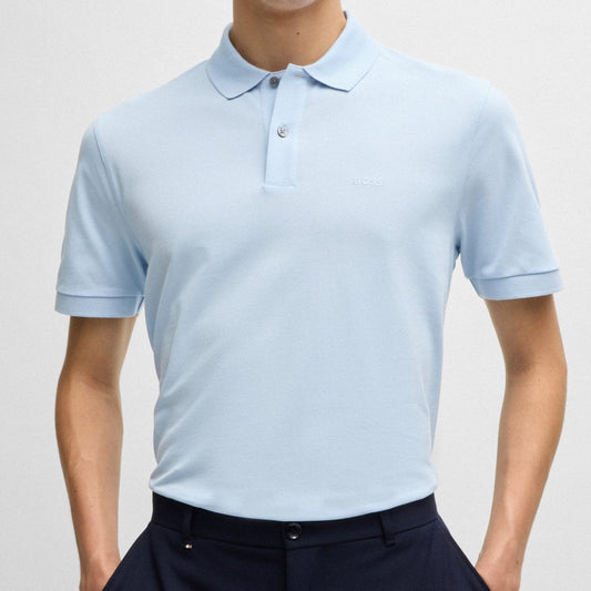 Hugo Boss Pallas Regular-Fit Polo Shirt in Cotton Light Blue