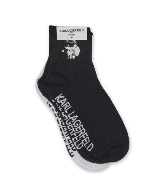 Karl Lagerfeld Paris Karl Tennis Racquet Socks | Black/White