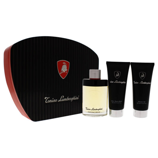 Tonino Lamborghini  Invincibile by for Men - 3 Pc Gift Set 4.2oz EDT Spray, 5oz After Shave Balm, 5oz Shower Gel