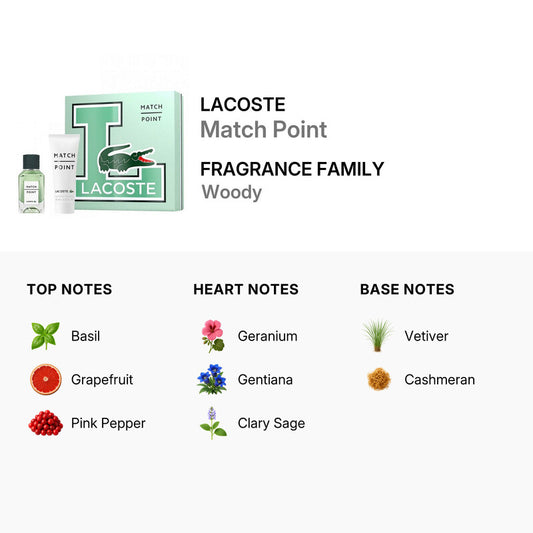 Lacoste Men's Match Point Gift Set (EDT 50 ml + Shower Gel 75 ml)