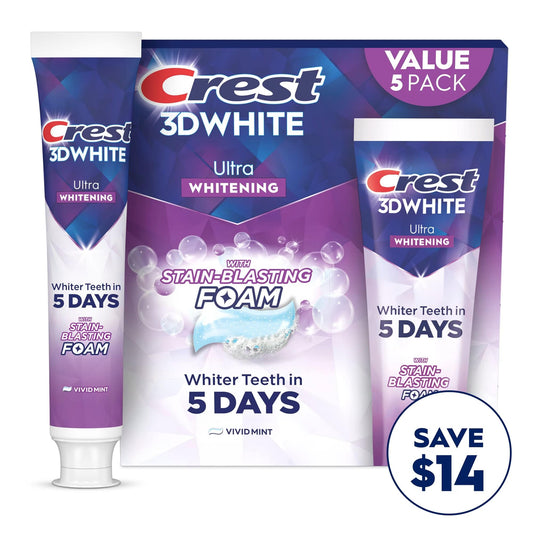 Crest 3D White Vivid Mint Ultra Whitening Toothpaste (5.2 oz., 5-pack)