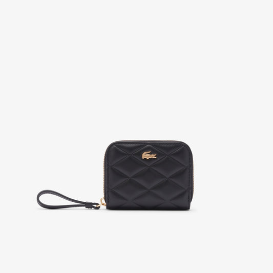 Lacoste Women's Small Crocodelle Leather Coin Purse in Noir • 000