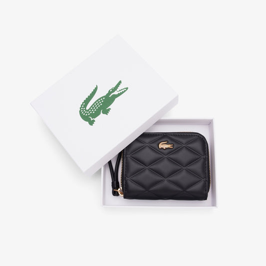 Lacoste Women's Small Crocodelle Leather Coin Purse in Noir • 000