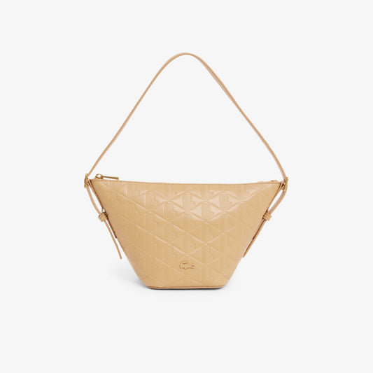 Lacoste Women’s Small Maheki Embossed Leather Hobo Bag (Doe • T29)
