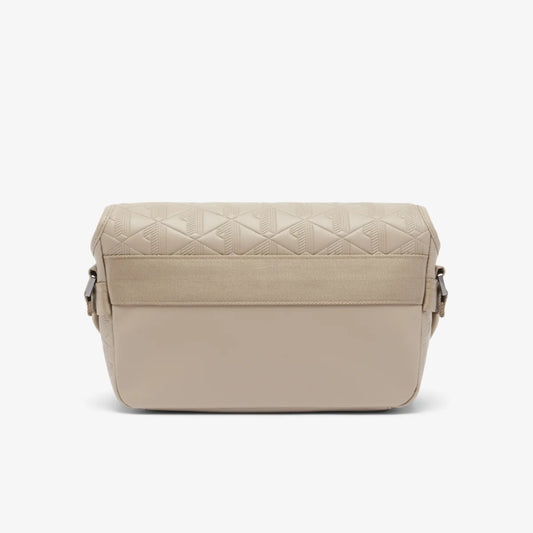 Lacoste Men's Small Monogram Leather Flap Satchel (Simply Taupe • Q47)