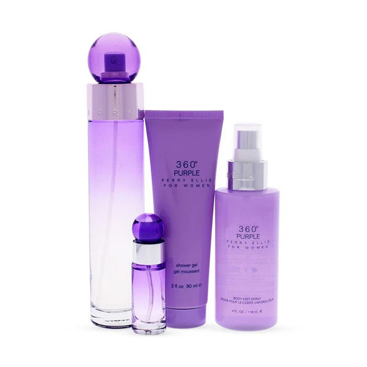 Perry Ellis Ladies 360 Purple for Women 4pcs EDP Gift Set