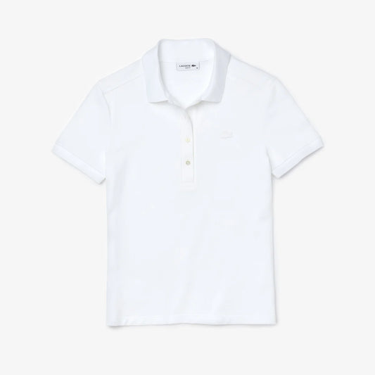 Lacoste Women's L.12.D Slim Fit Stretch Mini Piqué Polo Shirt in White • 001