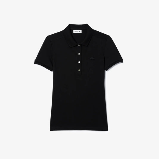 Lacoste Women's L.12.D Slim Fit Stretch Mini Piqué Polo Shirt in Black • 031