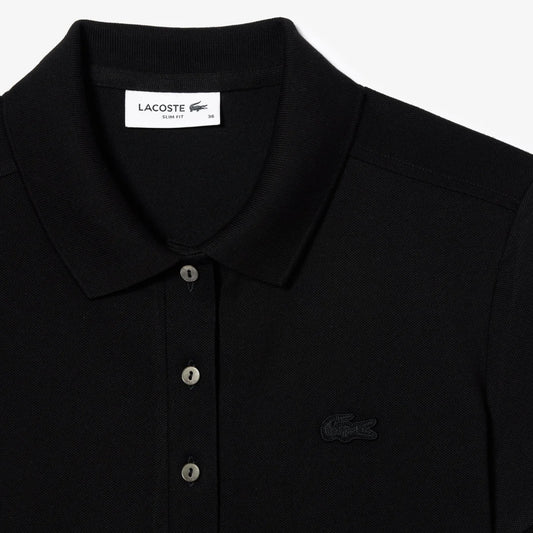 Lacoste Women's L.12.D Slim Fit Stretch Mini Piqué Polo Shirt in Black • 031
