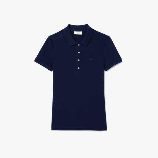 Lacoste Women's L.12.D Slim Fit Stretch Mini Piqué Polo Shirt (Navy Blue • 166)