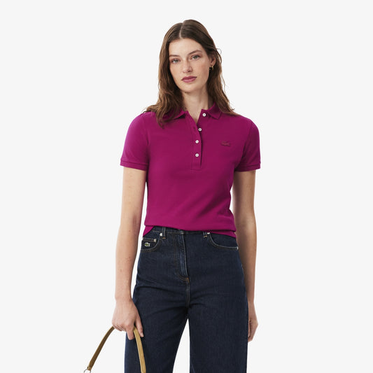 Lacoste Women's L.12.D Slim Fit Stretch Mini Piqué Polo Shirt (Rubine Red • JBD)