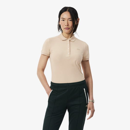 Lacoste Women's L.12.D Slim Fit Stretch Mini Piqué Polo Shirt in Powder • S7G