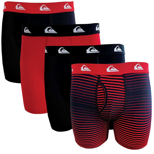 Quiksilver Men's 4-Pack Performance Mesh Boxer Brief in the Red/Black Pack