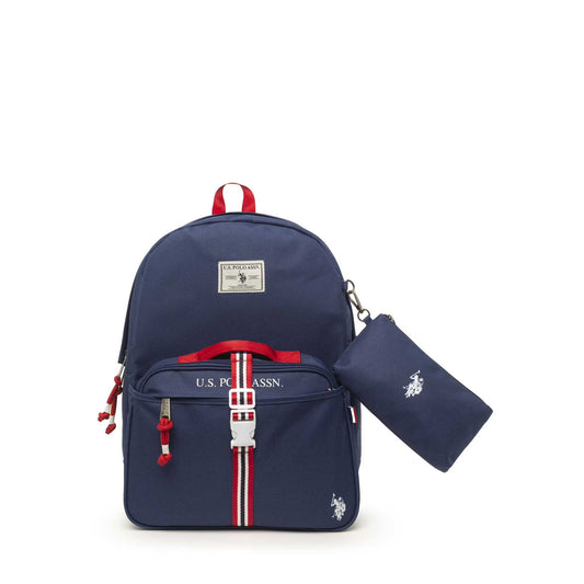 U.S. Polo Assn. 16" Unisex Backpack, Lunch Box, & Pencil Case 3-Piece Set in Navy