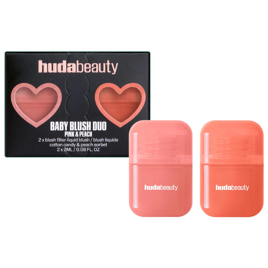 Huda Beauty Mini Baby Blush Duo Set | Cotton Candy and Peach Sorbet