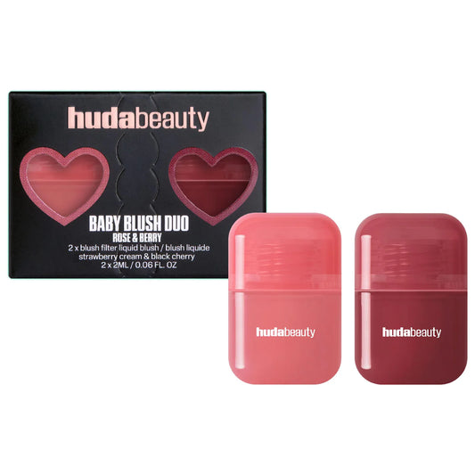 Huda Beauty Mini Baby Blush Duo Set | Strawberry Cream and Black Cherry