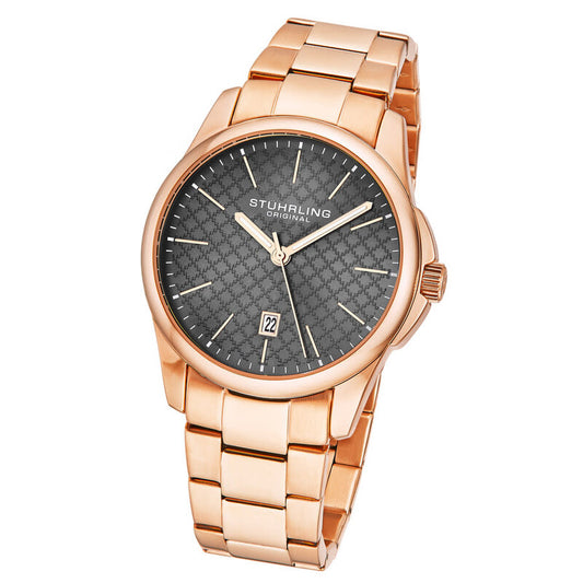 Stührling Original Symphony Quartz Grey Dial Men's Watch (Item No. M17131, Rose Gold-tone)