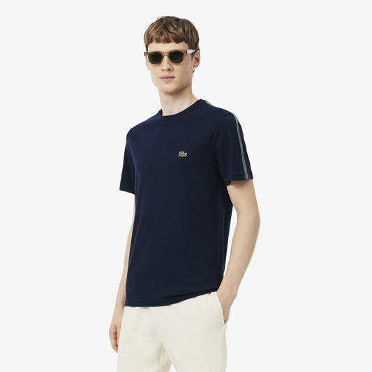 Lacoste Men's Branded Stripe Band T-shirt (Navy Blue • 166)