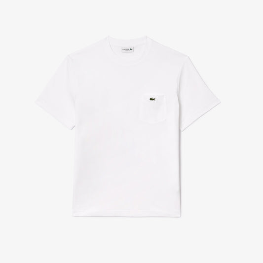 Lacoste Cotton T-shirt with Breast Pocket - White • 001