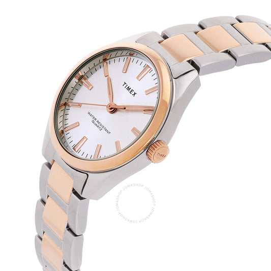 Timex Highview Quartz Silver Dial Two-Tone Ladies Watch