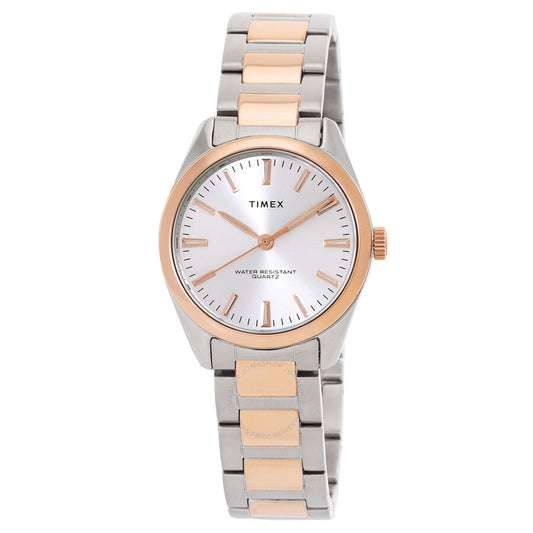 Timex Highview Quartz Silver Dial Two-Tone Ladies Watch