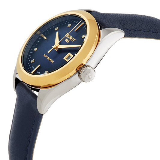 Tissot T-Gold Automatic Diamond Blue Dial Ladies Watch (Item No. T930.007.46.046.00)