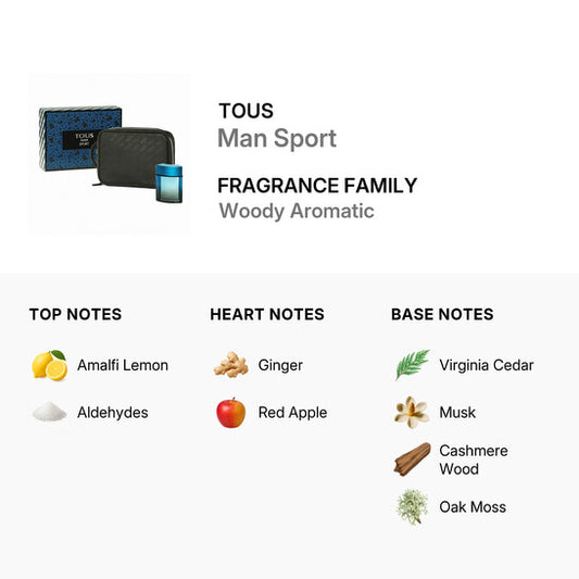 Tous Man Sport Eau De Toilette Gift Set (EDT 100 ml + Cosmetic/Toiletry Bag)