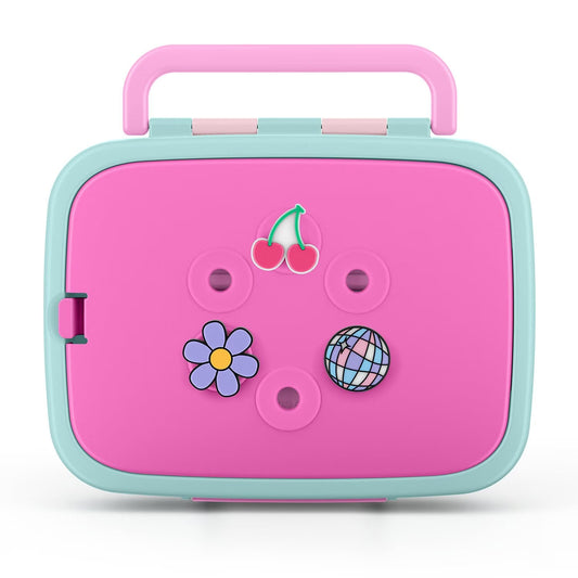 Ello Benni Kids Bento Lunch Box with Carry Handle & Ice Pack in Pink