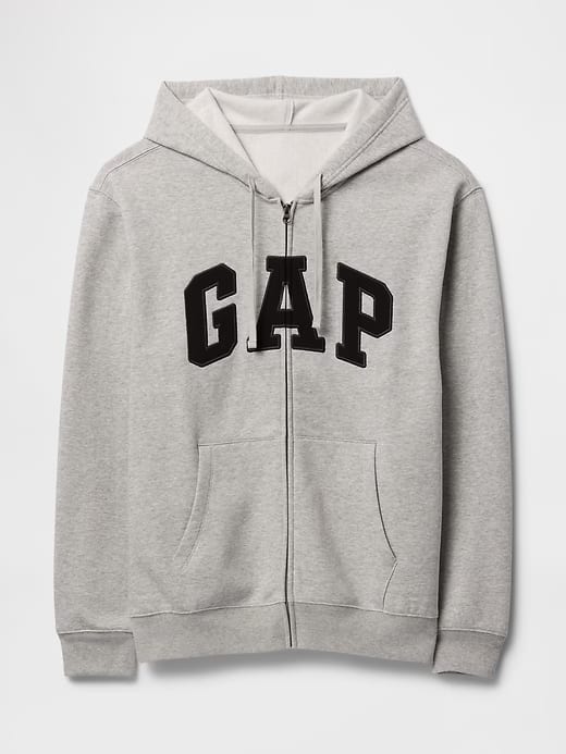 Relaxed Men Gap Logo Zip Hoodie - Gray
